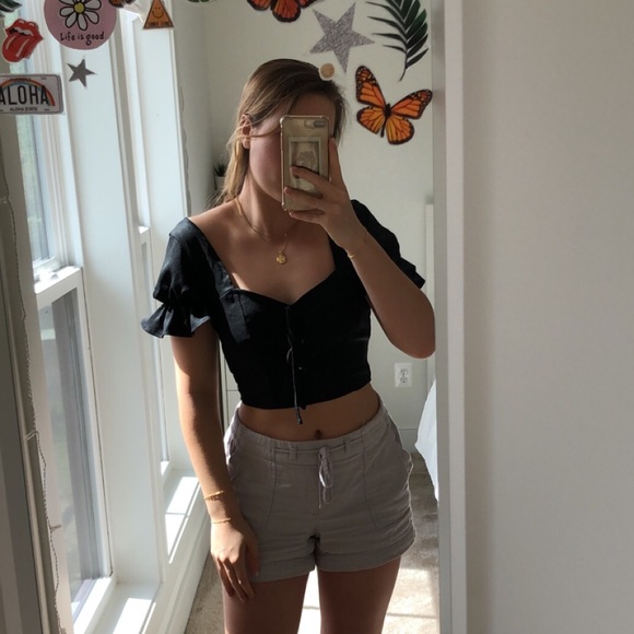 Princess Polly Tops - NEW black peasant top
